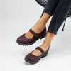 Burgundy Leather Women’s Mary Jane Flats