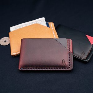 Horween Leather Card Holder Wallet In Burgundy Chromexcel