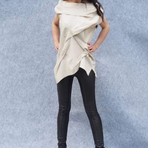 Woman Linen Top/asymmetric Linene Tunic/woman Beige Top/beige Top/woman