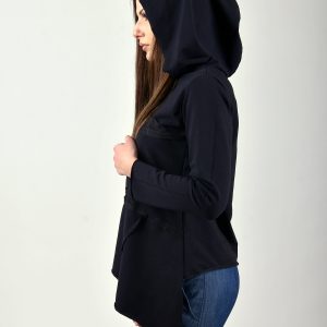 Women Asymmertric Top/women Asymmetric Sweatshirt/black Blouse/black Hoodie
