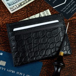 Black Alligator Card Holder Leather Wallet For 6
