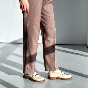 Cream Patent Leather Loafers For Women Comfortable Walking