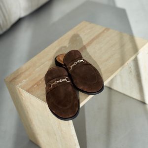 Brown Suede Leather Mules Stylish Slip On Loafers
