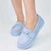 Light Blue Suede Loafers Women's Natural Leather Casual